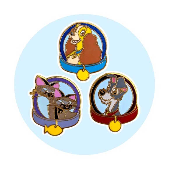 Lady and the Tramp Disney Pins: Si and Am Pet Collars